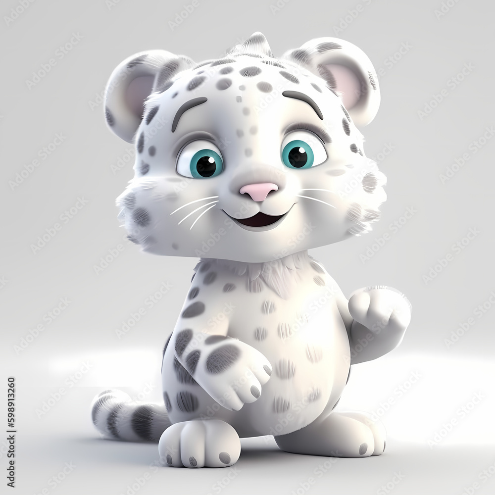 Naklejka premium Snow Leopard 3D. Generative AI
