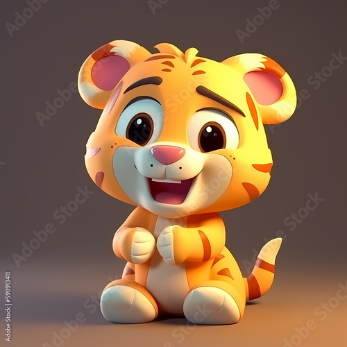 Tiger Cute 3D. Generative AI