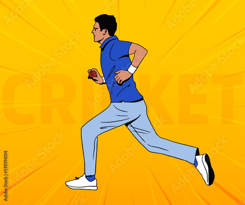 Vector illustration of bowler player playing cricket sports, IPL Cricket.