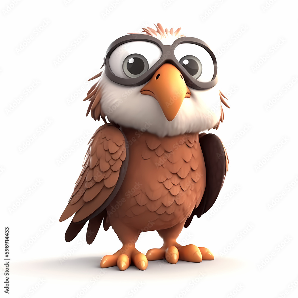 Eagle Cartoon 3D. Generative AI Eagle Cartoon 3D. Generative AI