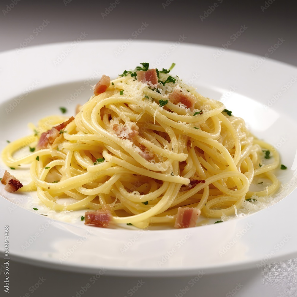 Spaghetti Carbonara Italy. Generative AI