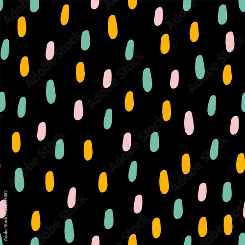 Seamless pattern with colorful spots and black background