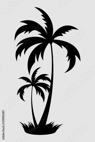 A black and white picture of two palm trees with the word palm on it.