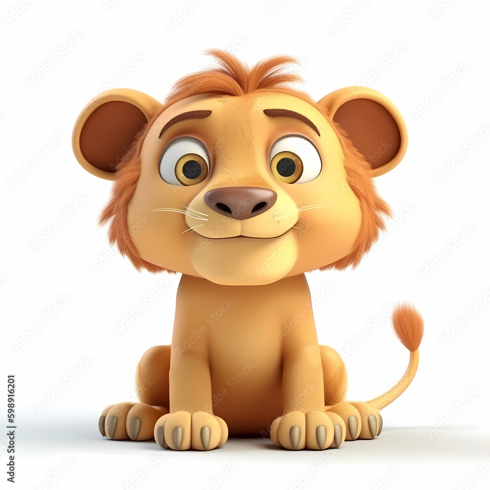 Baby Lion 3D. Generative AI Baby Lion 3D. Generative AI