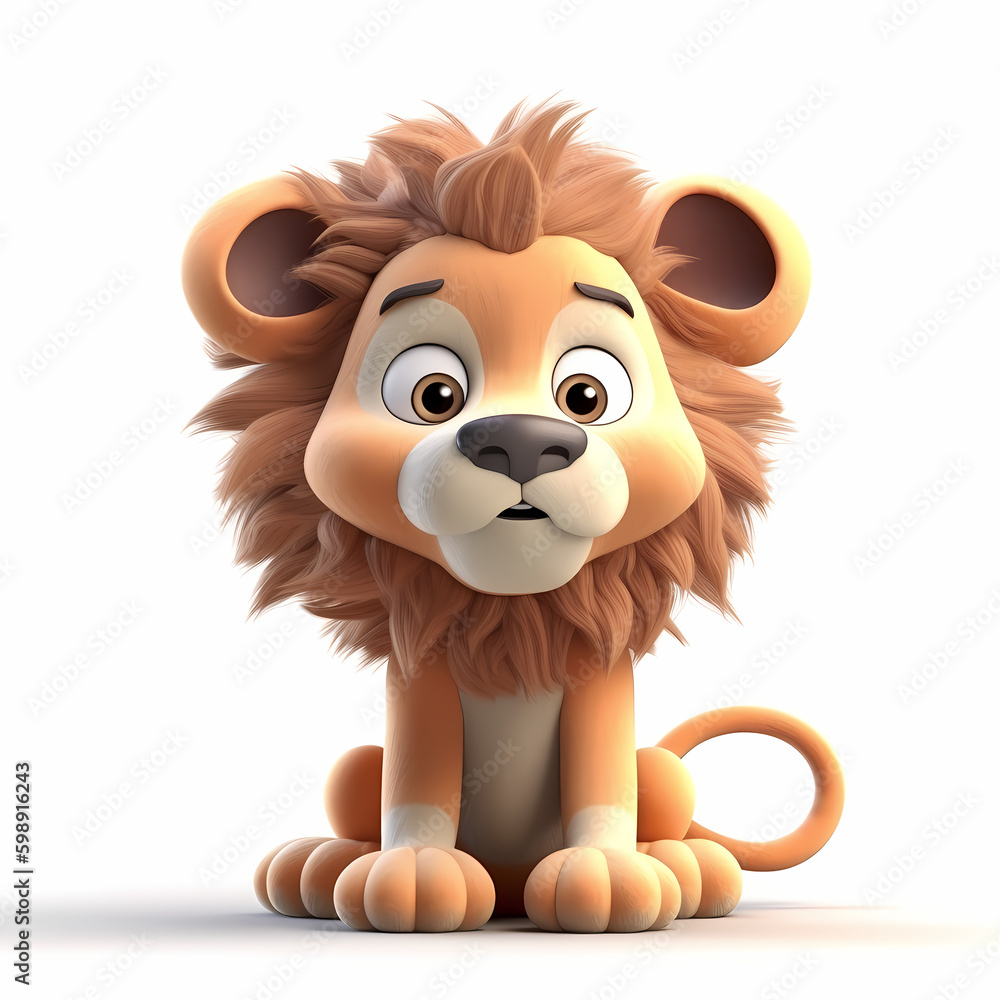 Obraz premium Baby Lion 3D. Generative AI