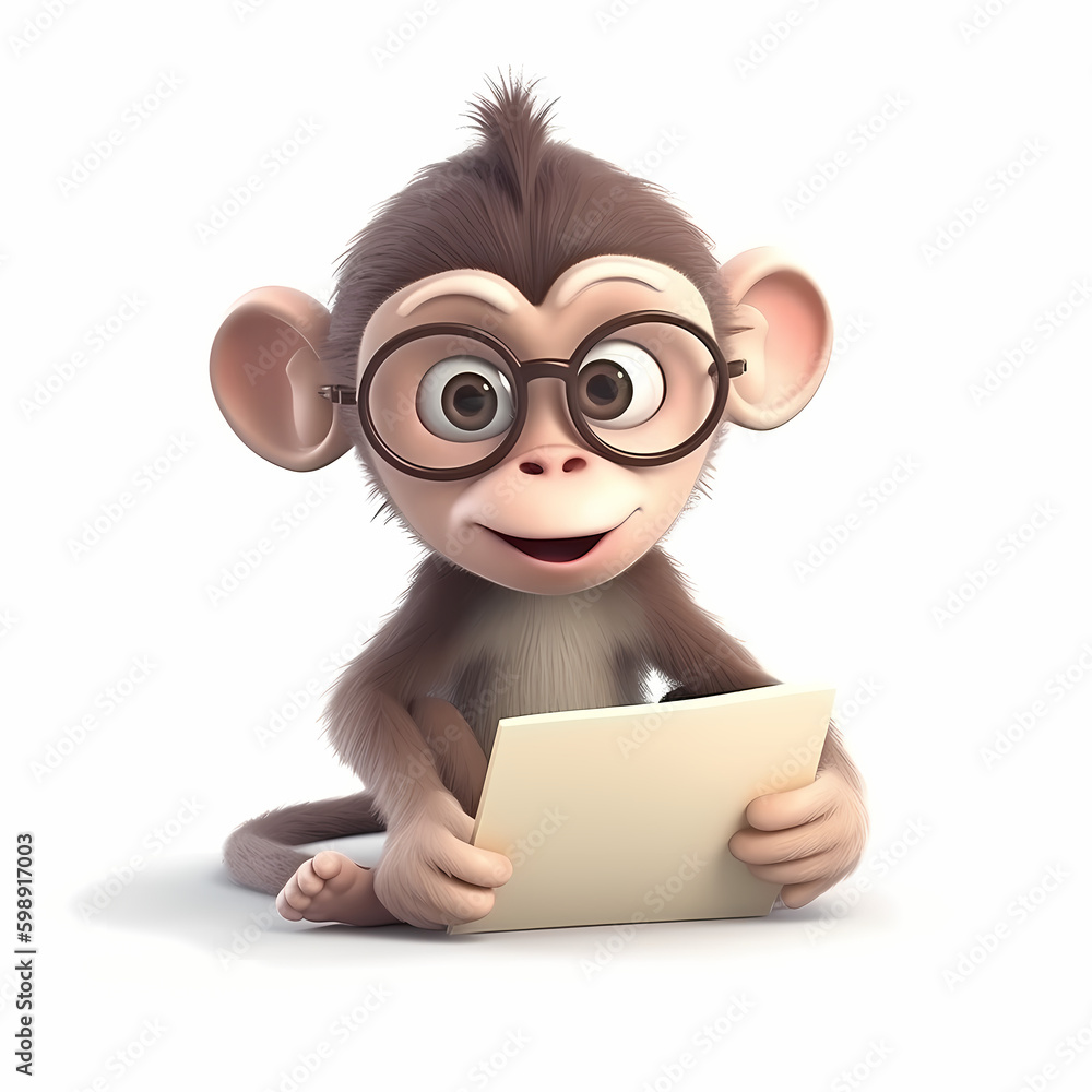 Baby Monkey 3D. Generative AI Baby Monkey 3D. Generative AI