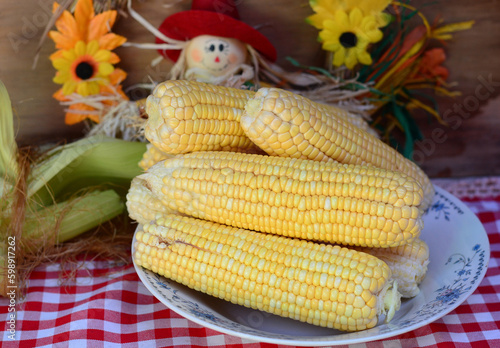O milho é um alimento bastante consumido nos meses de junho quando acontece a festa junina. Cozido, assado ou para fazer deliciosas receitas photo