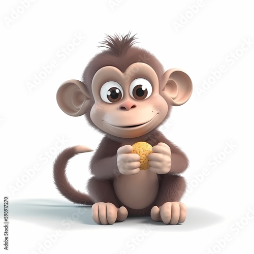 Baby Monkey 3D. Generative AI