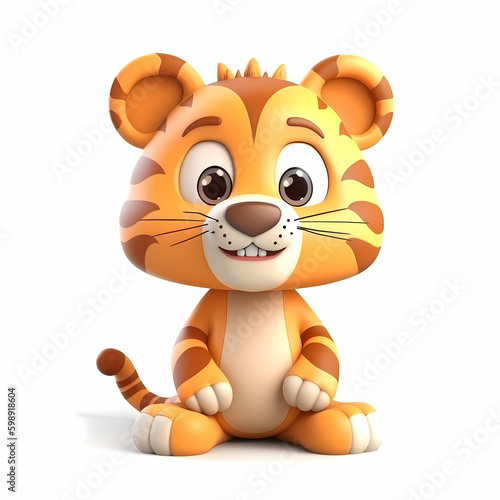 Baby Tiger 3D. Generative AI