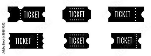 Ticket icon simple illustration. Ticket black and white icon set. Illustration for business. Stock vector.