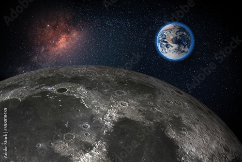 Fototapeta Naklejka Na Ścianę i Meble -  The Earth as Seen from the Surface of the Moon 