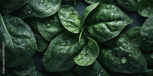 AI Generated. AI Generative. Photo realistic set bundle of green eco healthy spinach herbs. Can be used like pattern background or graphic decoration. Graphic Art