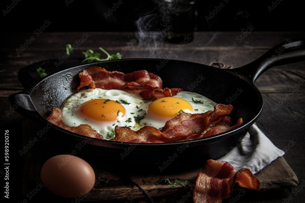 fried eggs with bacon, ai genrative fried eggs with bacon, ai genrative