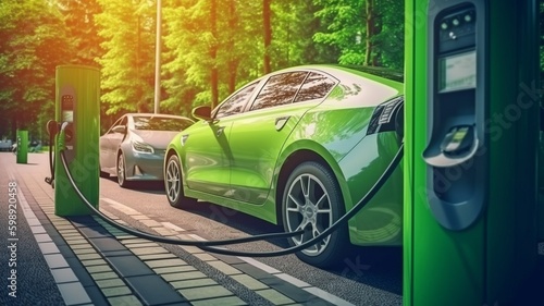 Stampa su tela EV charging stations are designed with the idea of supplying eco-power and green energy from sustainable sources to charger stations in order to minimize CO2 emissions