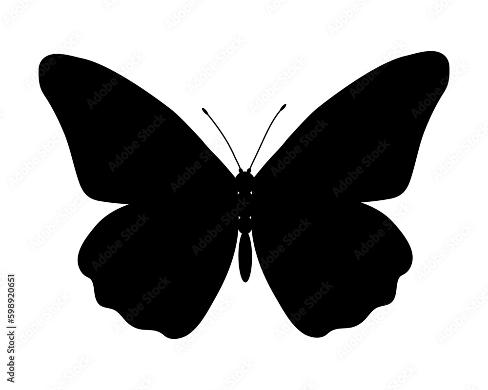 Butterfly black silhouette. Butterfly icon isolated on white background. Butterfly black silhouette. Butterfly icon isolated on white background.