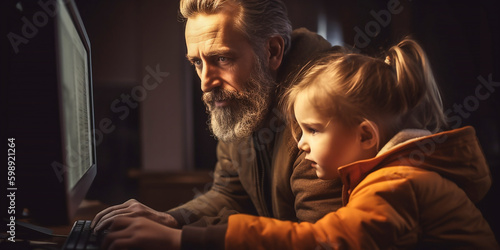 Vater erkärt Kind Umgang mit Computer KI