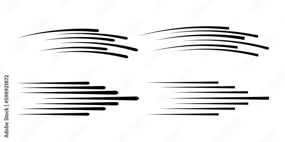 Speed stripe, lines icon set. Motion lines