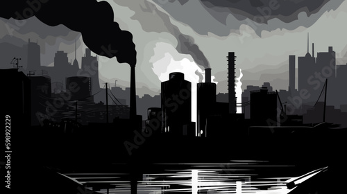 industrial skyline smoke vector art