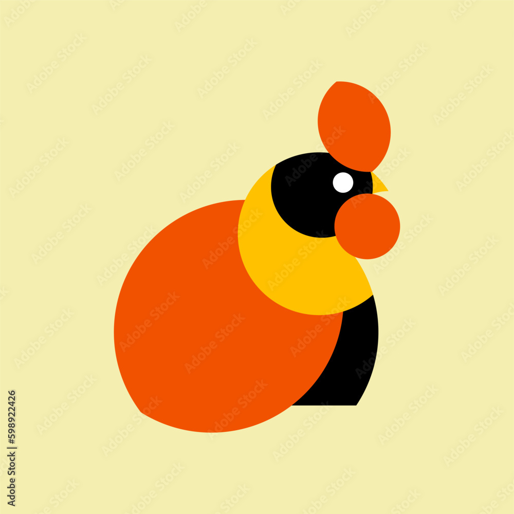abstract rooster logo flat design vector illustration. geometrical chicken vector. Farm and poultry animal symbol or label vector abstract rooster logo flat design vector illustration. geometrical chicken vector. Farm and poultry animal symbol or label vector