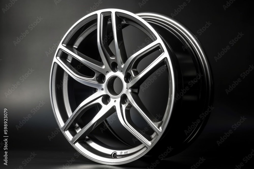 Obraz premium car wheel on black background, ai generative
