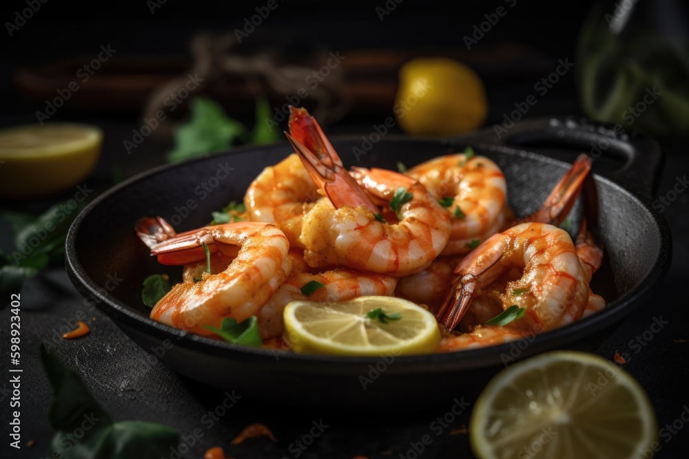 grilled shrimps with lemon and basil.ai ilustation grilled shrimps with lemon and basil.ai ilustation