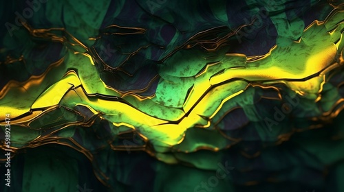 Green and Yellow Abstract Pattern. Marble Texture. 3D Pattern. Generative AI