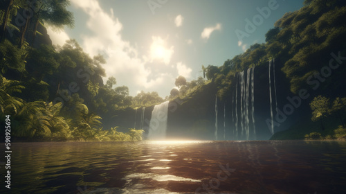 waterfall tropical. Generative AI