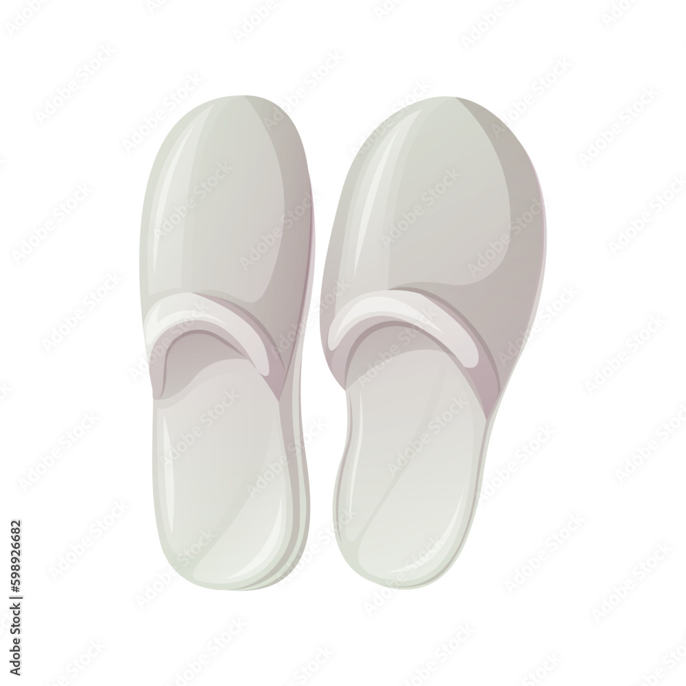 White bath or house slippers. Cartoon style, trendy vector illustration White bath or house slippers. Cartoon style, trendy vector illustration
