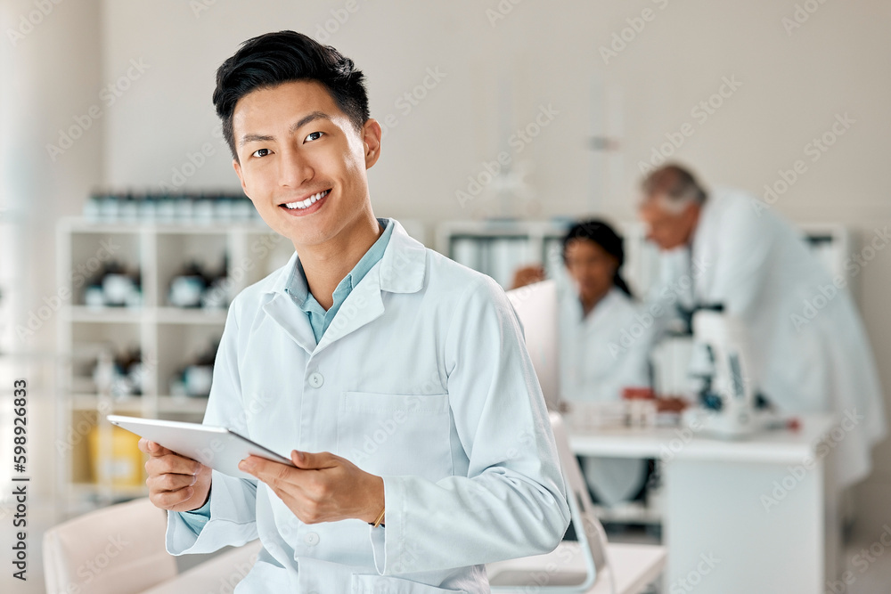 Ive made some fascinating finds today. Portrait of a young scientist using a digital tablet in a lab. Ive made some fascinating finds today. Portrait of a young scientist using a digital tablet in a lab.