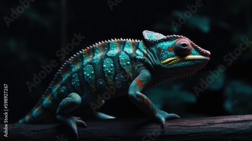 Computer Technology and Wildlife  A Mysterious Picture of a Colorful Chameleon Created by AI