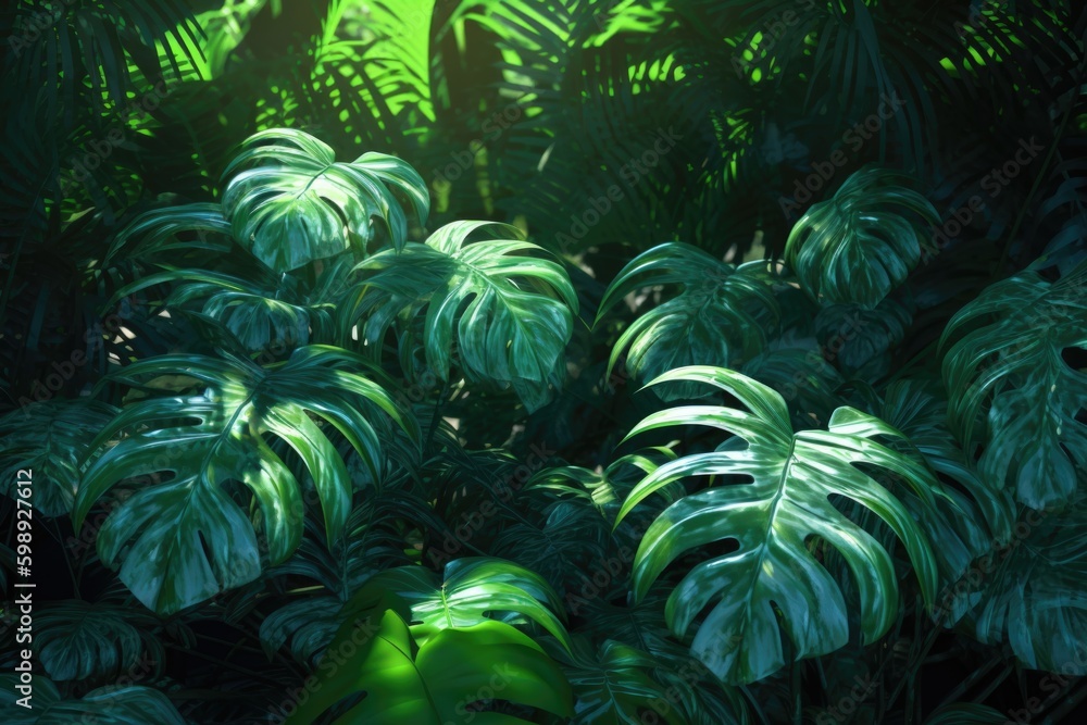 Fototapeta premium tropical forest plants ,nature green background, tropical leaf.ai generative