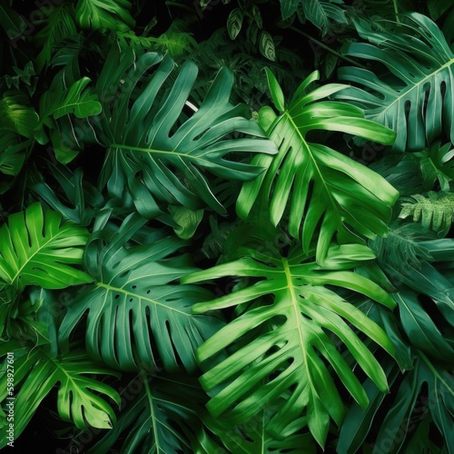 tropical forest plants ,nature green background, tropical leaf.ai generative