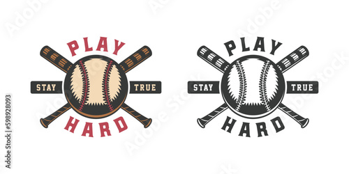 Vintage retro baseball sport emblem, logo, badge, label. mark, poster or print. Monochrome Graphic Art. Vector Illustration.