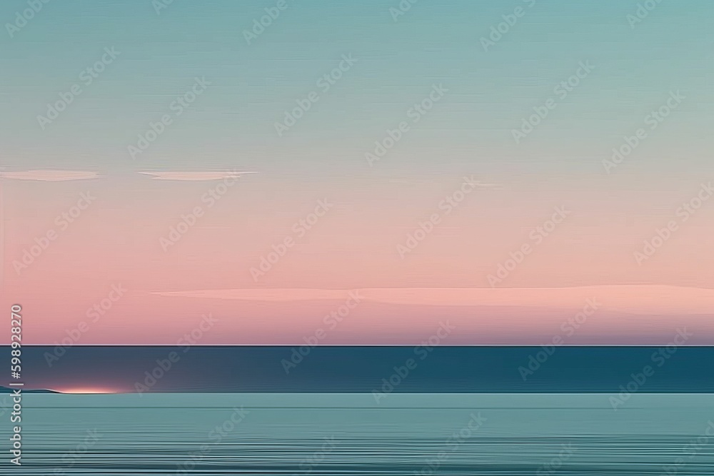 Beautiful sunset over the sea, pastel colors, soft focus, generative Ai