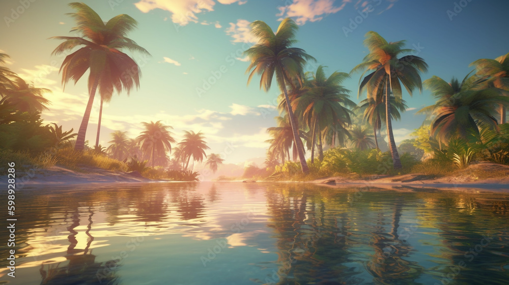 summer beach tropical. Generative AI summer beach tropical. Generative AI