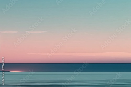 Beautiful sunset over the sea, pastel colors, soft focus, generative Ai