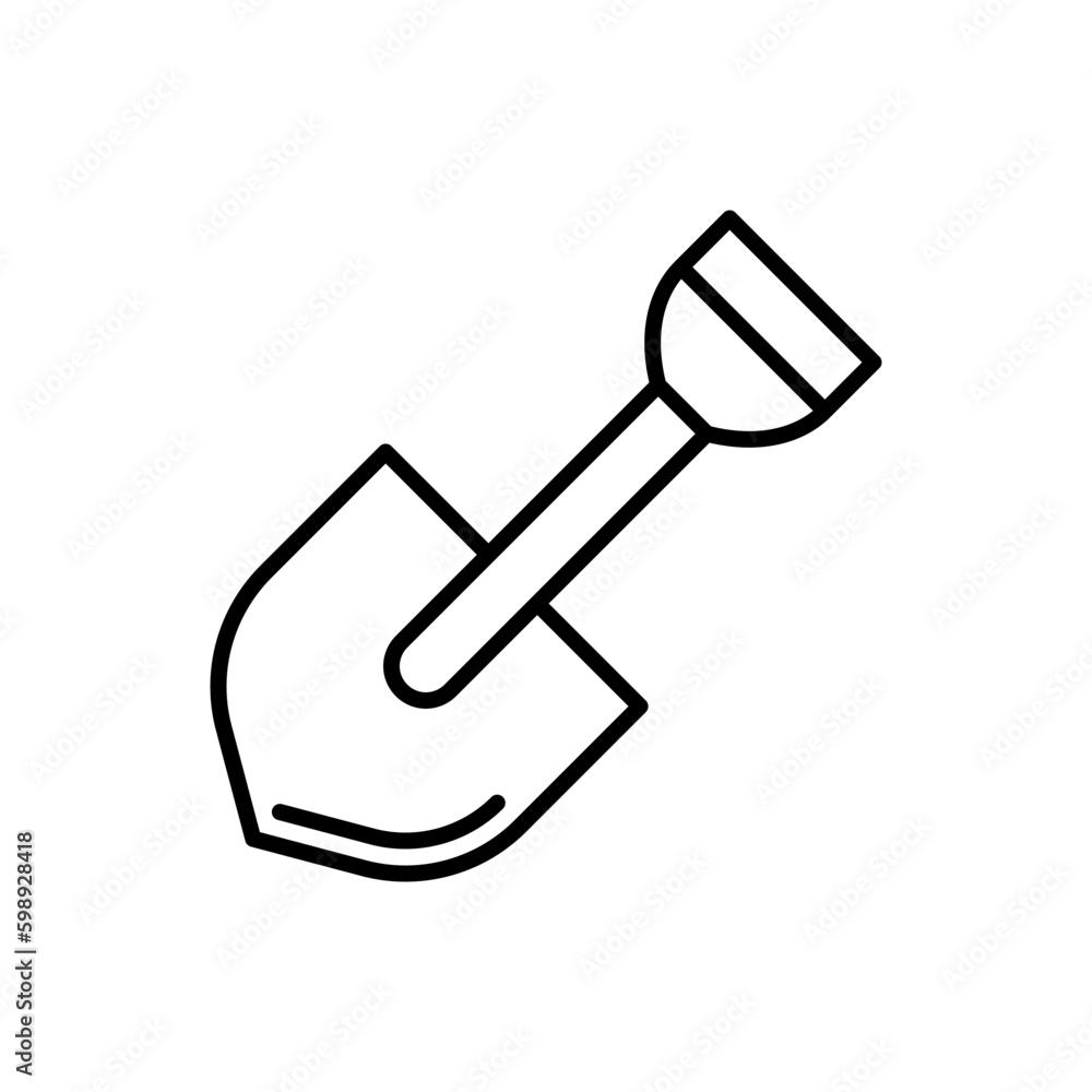 Shovel line icon on white background. Editable stroke Shovel line icon on white background. Editable stroke