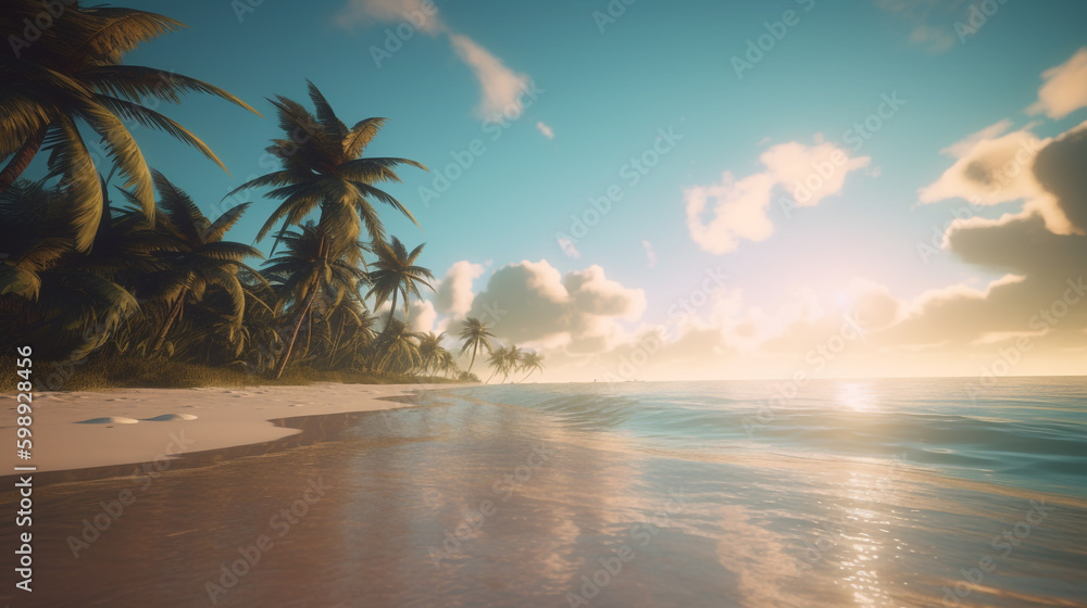 summer beach tropical. Generative AI