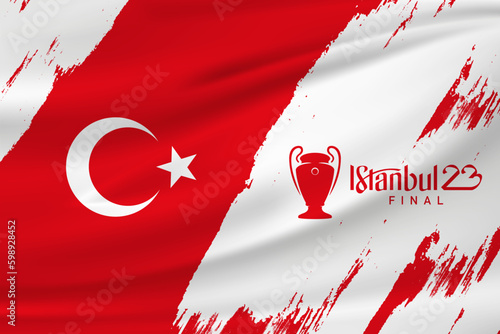ISTANBUL, TURKEY - APRIL 28, 2023: UEFA Champions League final will take place at Istanbul's Atatürk Olympic Stadium on 10 June 2023.