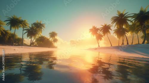 summer beach tropical. Generative AI © Putrasatria