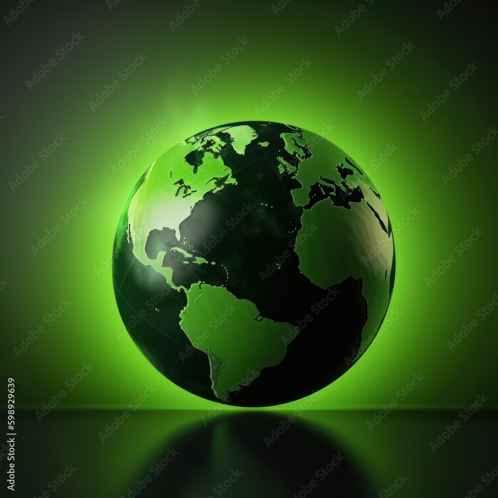 Globe on an abstract green background. Ecology concept, generative Ai Globe on an abstract green background. Ecology concept, generative Ai
