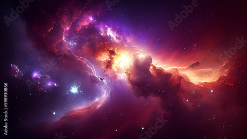 Abstract outer space nebula galaxy abstract background. Generative AI.