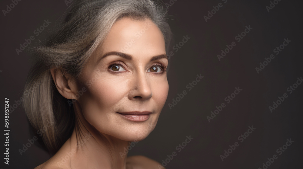 An attractive mature woman studio portrait. Generative AI An attractive mature woman studio portrait. Generative AI