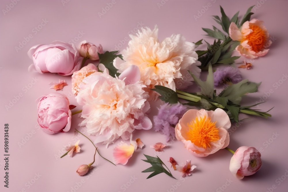 gift background pink easter peony blossom holiday egg flower spring floral. Generative AI. Generative AI gift background pink easter peony blossom holiday egg flower spring floral. Generative AI. Generative AI