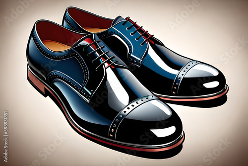 men's dress shoe, with an emphasis on the texture and shine of the leather
