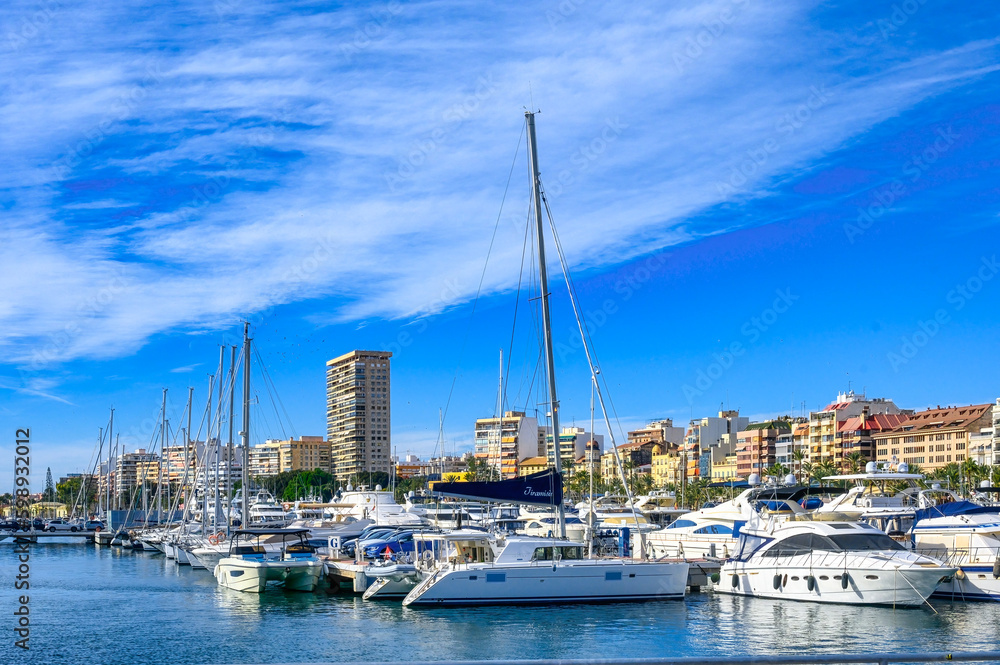 Group of yachts in the Alicante marina, Spain