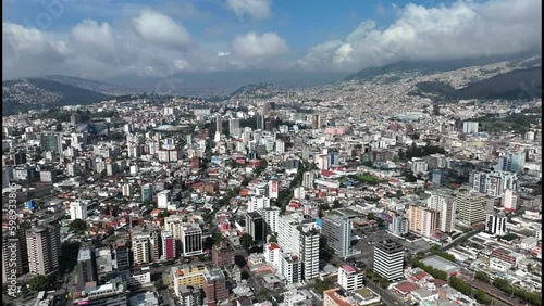 Hyperlapse of Quito, Ecuador city from drone. Aerial timelapse of the capital city of Ecuador from above during the day.