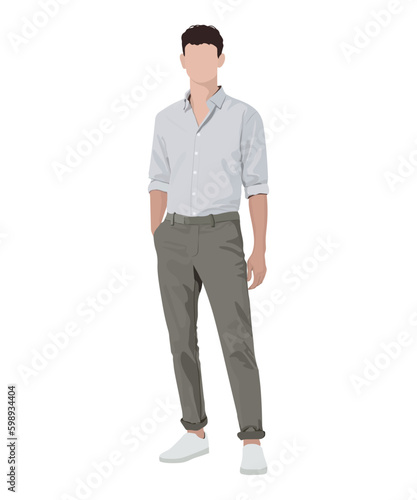 A man in a business suit on a white background. Vector illustration in flat style