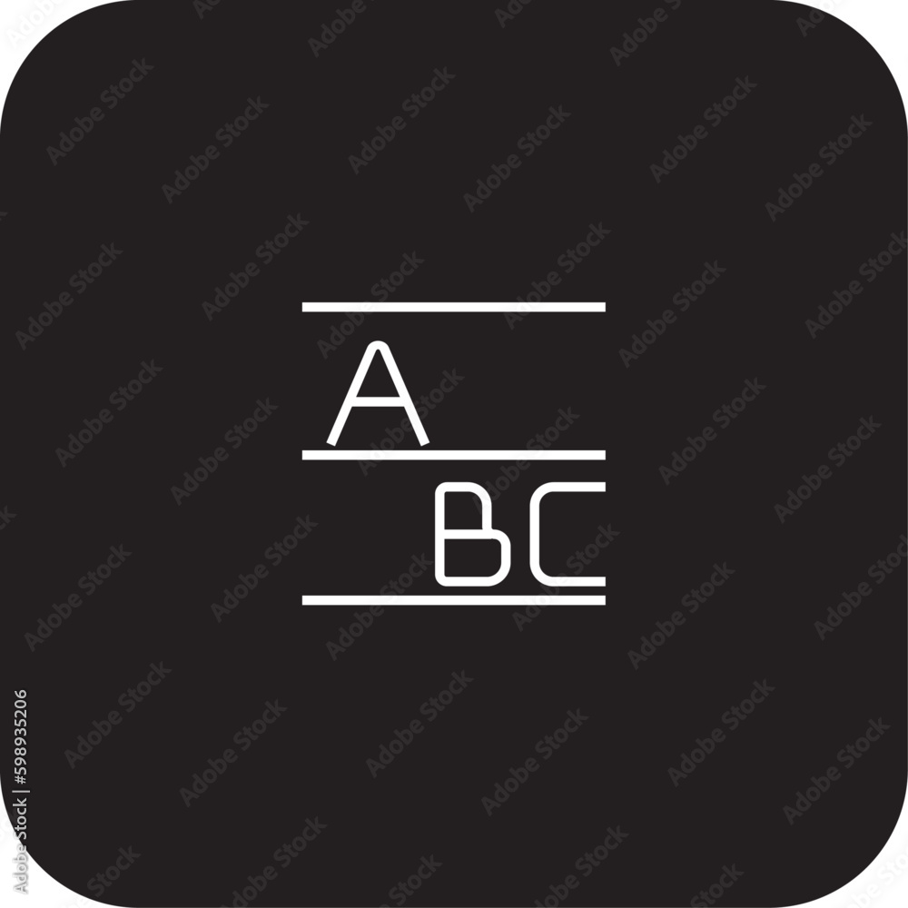 Alphabet Education icon with black filled line style. letter, paper, information, logotype, typography, creative, font. Vector illustration