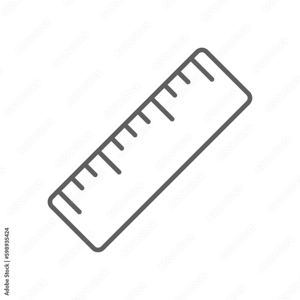 Ruler Education icon with black outline style. line, tool, measure, length, element, scale, centimeter. Vector illustration Ruler Education icon with black outline style. line, tool, measure, length, element, scale, centimeter. Vector illustration